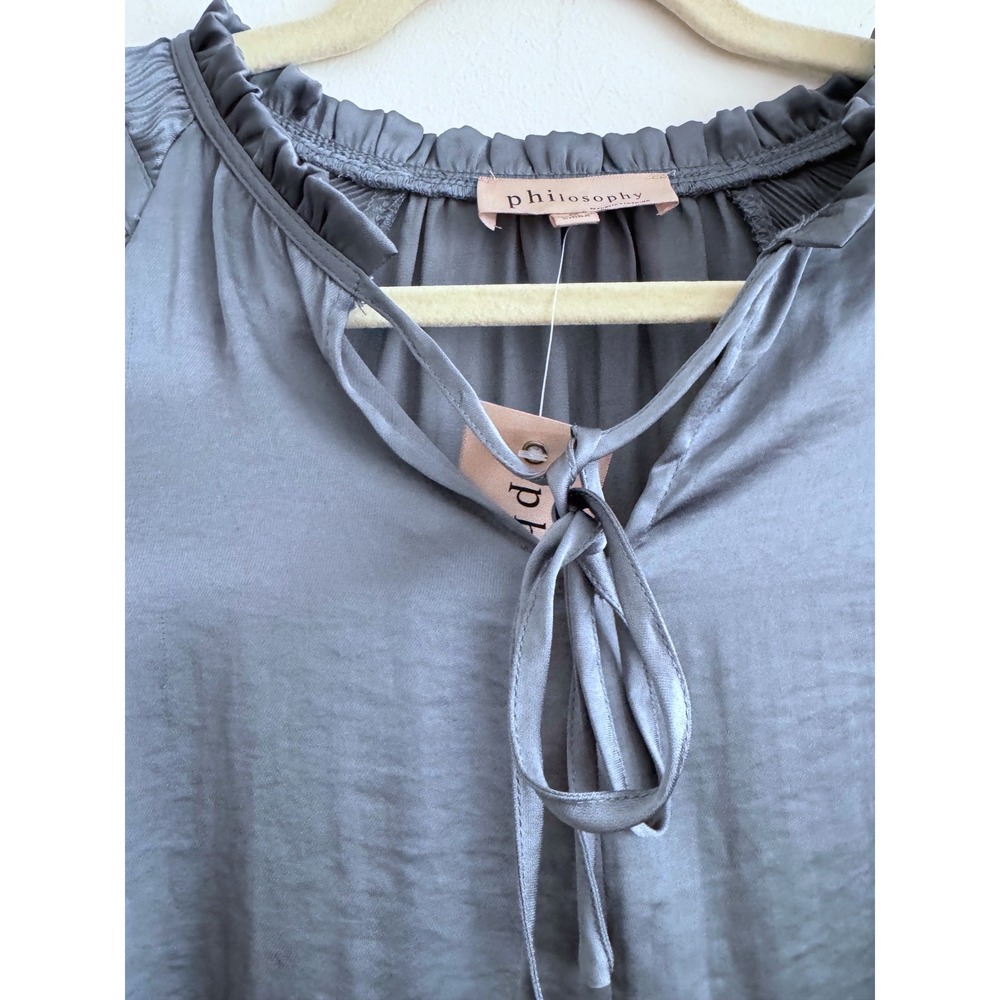 NEW Philosophy Size Medium Smock Shoulder Satin Finish Peasant Blouse - Picture 5 of 8